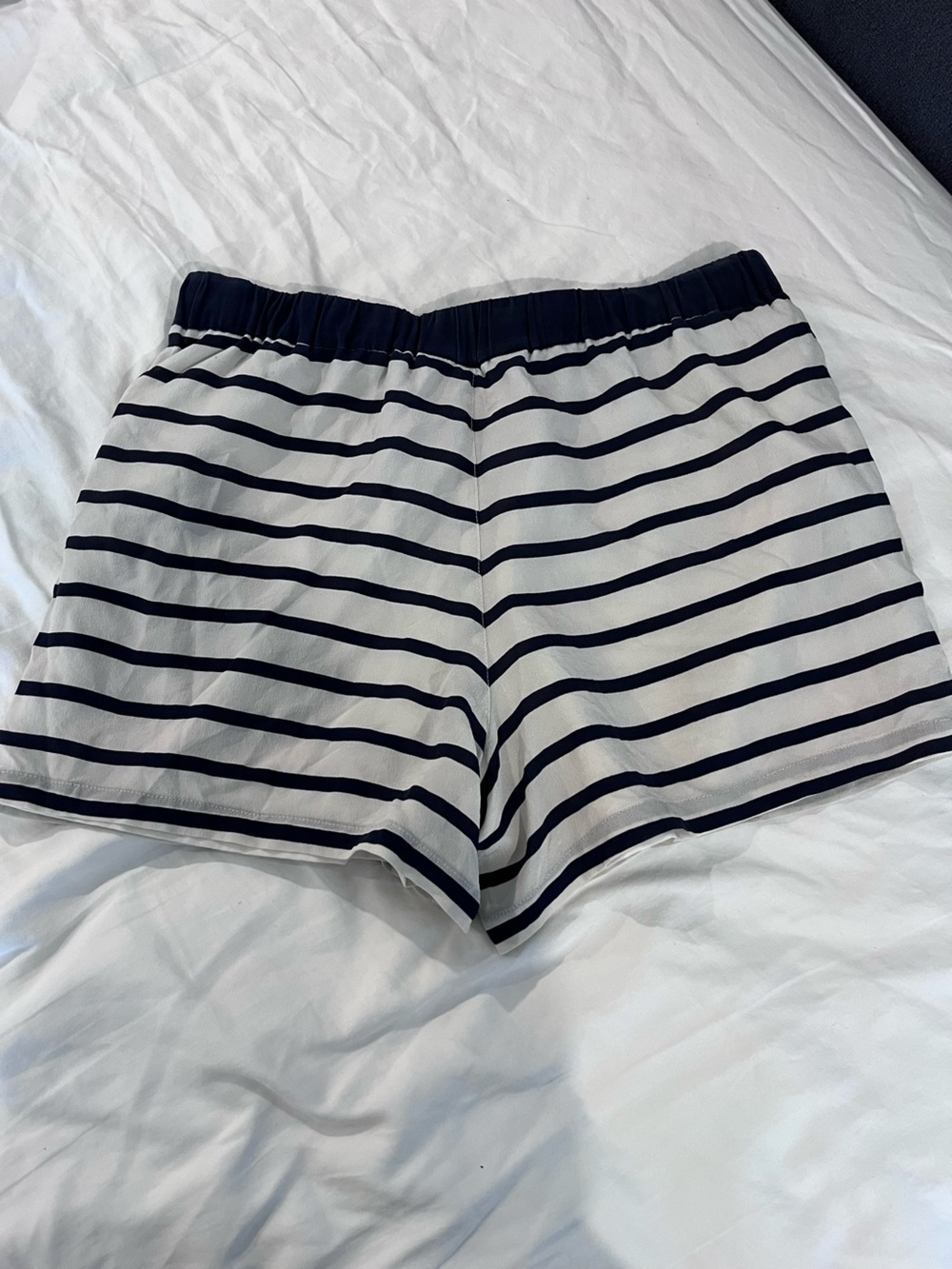 fresh Navy and White Striped Women's Bermuda Shorts